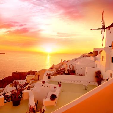 Zonsondergang in Santorini