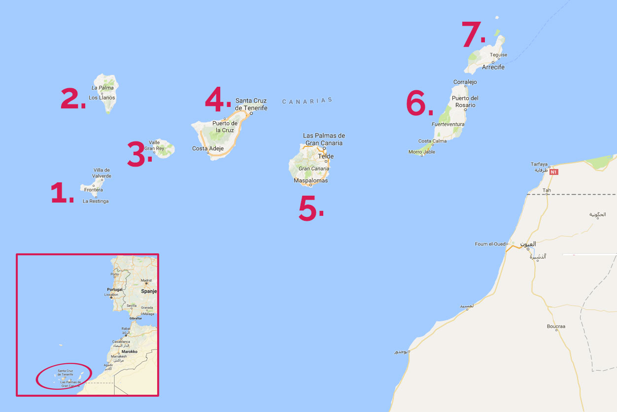 Kaart van de Canarische Eilanden